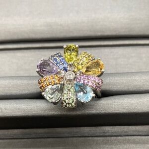 Multicolor Gemstone Silver Ring size 9